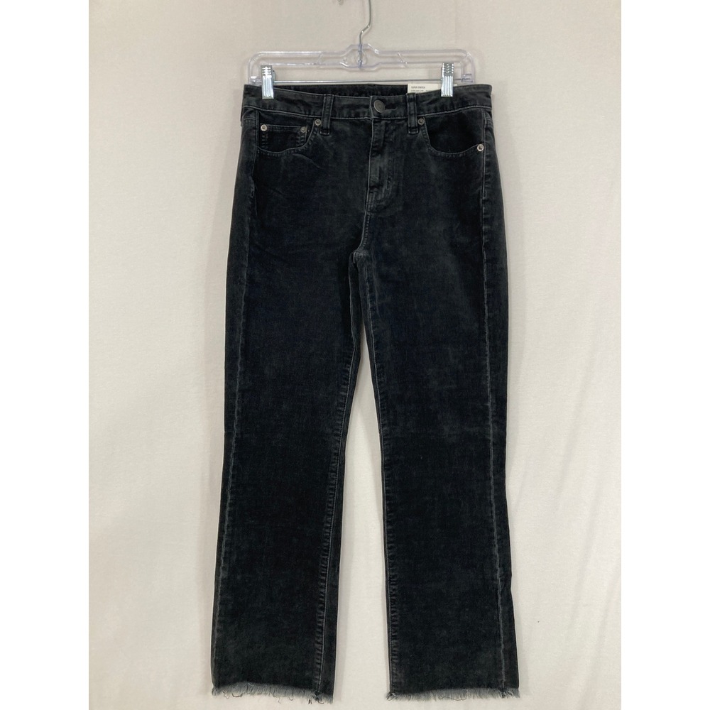 New American Eagle Corduroy Pants size‎ 8 Long Black High Rise Crop Flare